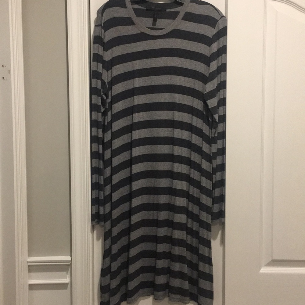 Long sleeve BCBG grey stripe dress